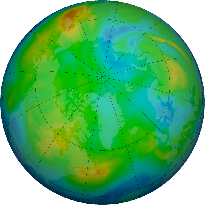 Arctic ozone map for 09 December 2003
